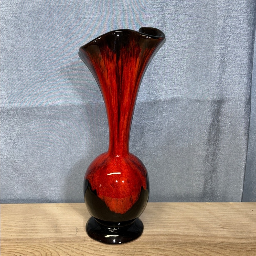 Elegant Orange Black Drip Glaze Vase Canuck Pottery  Canada Ceramic